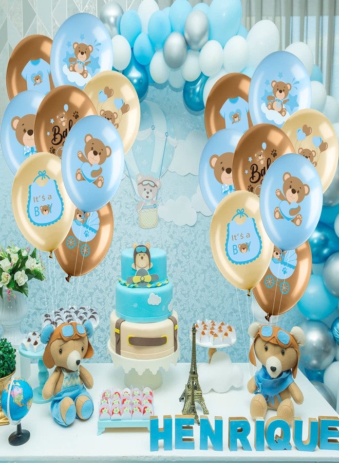 Charnoel 36 Pcs Bear Baby Balloons Latex Bear Balloons Blue Brown Baby Balloons We Can Bearly Wait Balloons Party Decorations for Memorable Baby Shower Gender Reveal, Birthday Party Supplies - Image 4